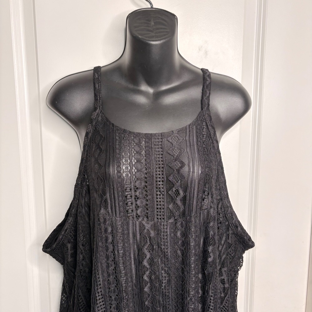 Torrid Lace Dress Women's Black Sleeveless Tiered Ruffle Hem Lined  Plus Size 4 - Picture 3 of 8